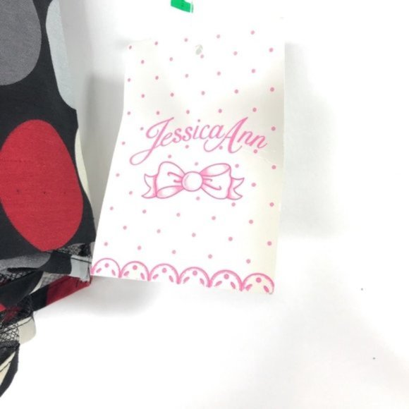 JESSICA ANN Baby Girls 3-6 mos Black Red White Polka Dots Long Sleeve Dress NEW - Picture 6 of 7